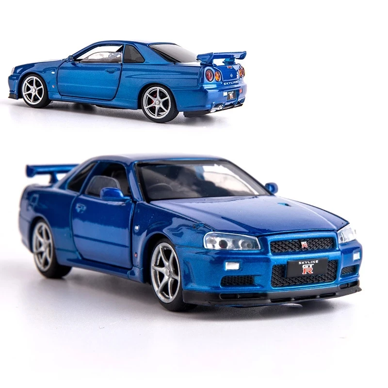 Новинка 1:32 Nissan Skyline Ares GTR R34 Литые и игрушечные автомобили металлическая