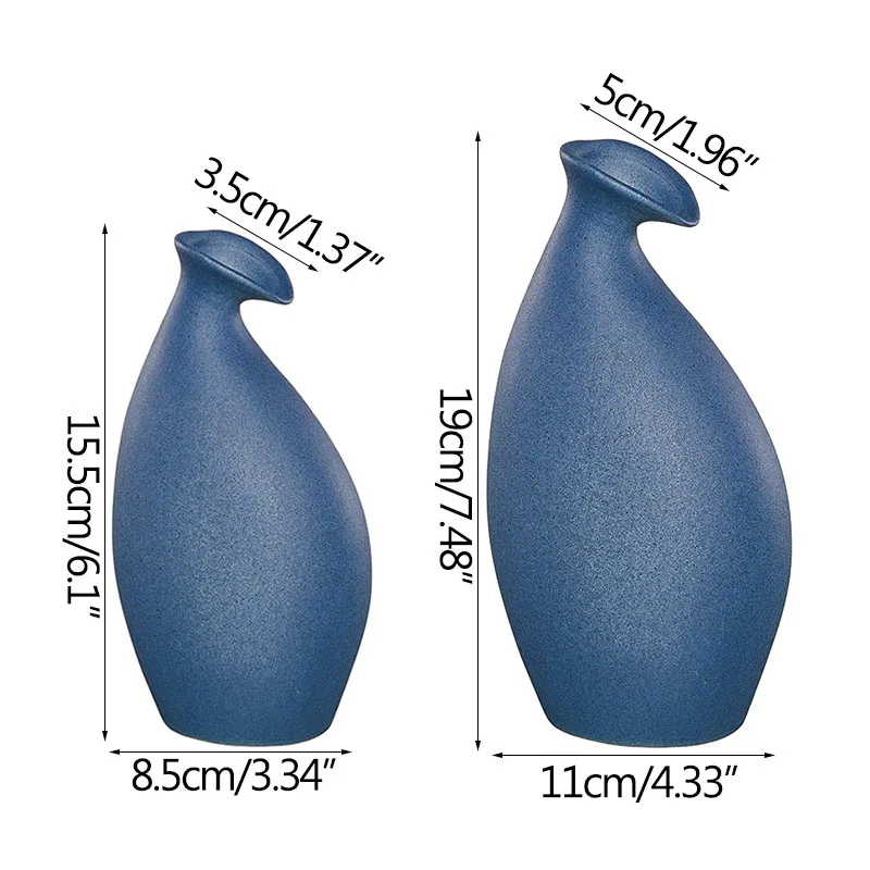 

Nordic Mediterranean Blue Ceramic Vase Hydroponic Device Flower Vase Desktop Crafts European Home Decoration Wedding Gifts