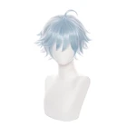 Парик для косплея чонгюнь из игры Genshin Impact Chong Yun светильник-Голубые короткие синтетические волосы, парики на Хэллоуин, карнавал, вечеринку, ролевые игры