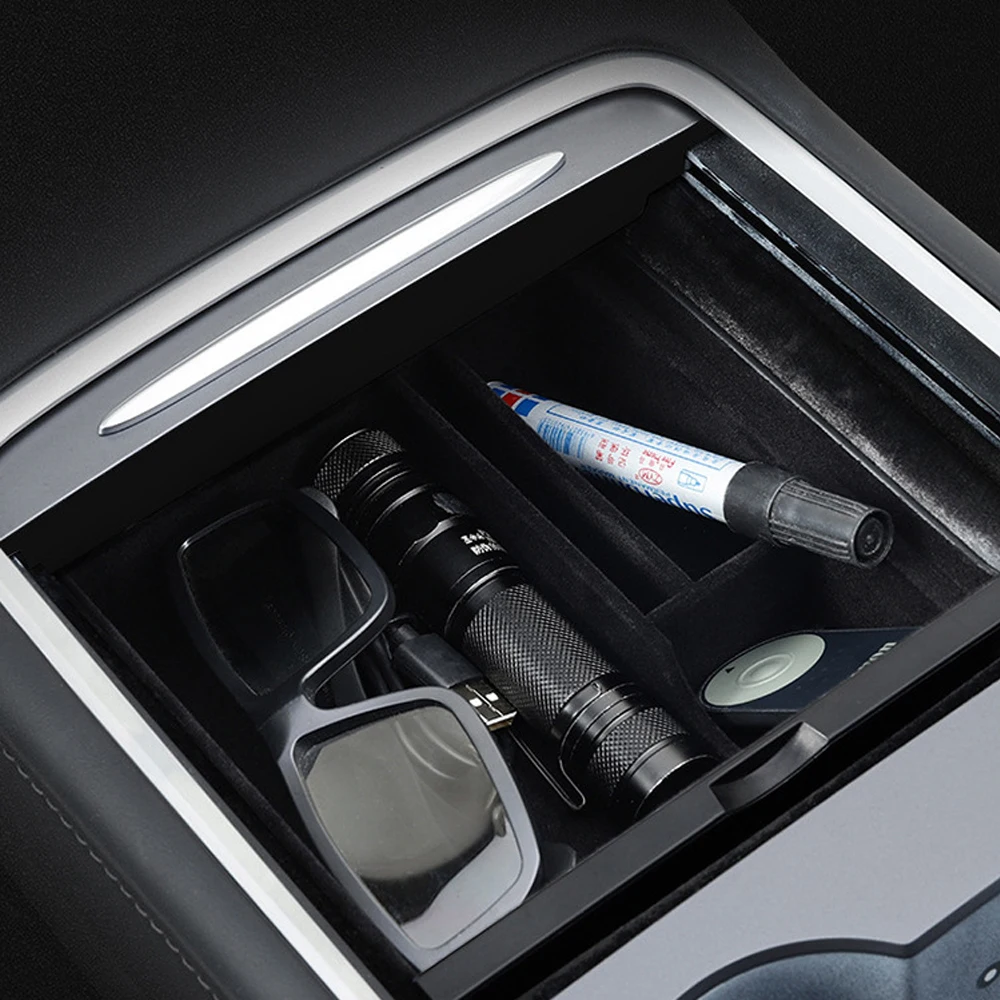 

New 2021 Tesla Model 3/Y Original Car Armrest Box Storage Organizer Containers Center Console Holder Flocking Storage Box