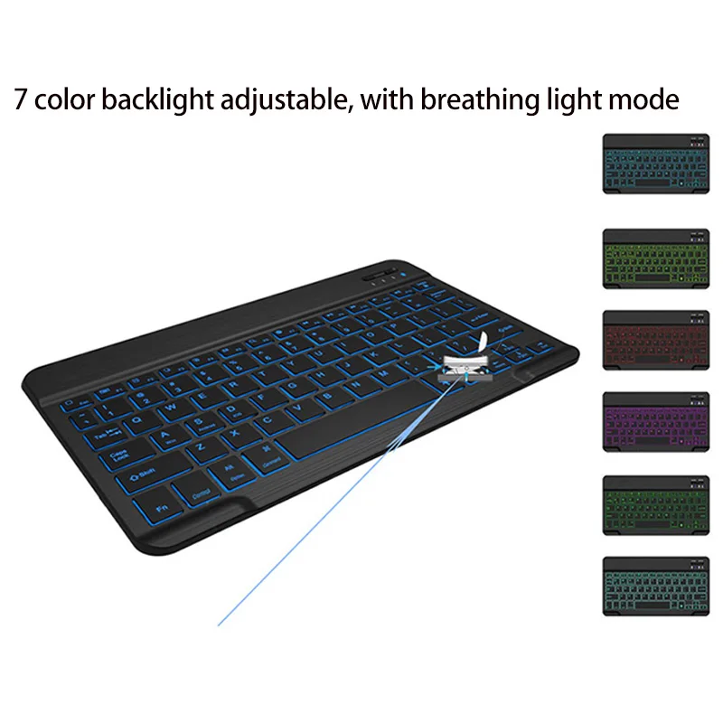 

Portable Wireless Bluetooth Colors Backlit Keyboard with Built in Rechargeable Battery Function with 7-Color Backlight