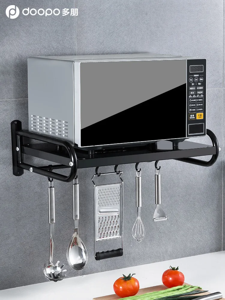 

Stainless steel microwave oven racks Wall-mounted oven racks household double Storage bracket kitchen supplies