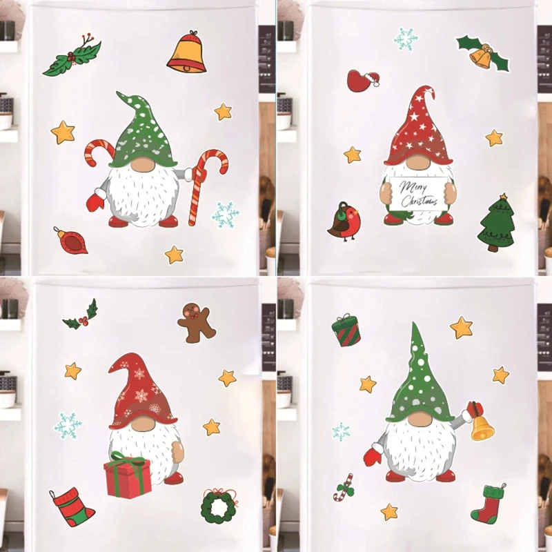 

Christmas Gnome Window Clings Fridge magnet Christmas Wall Sticker Home Decor