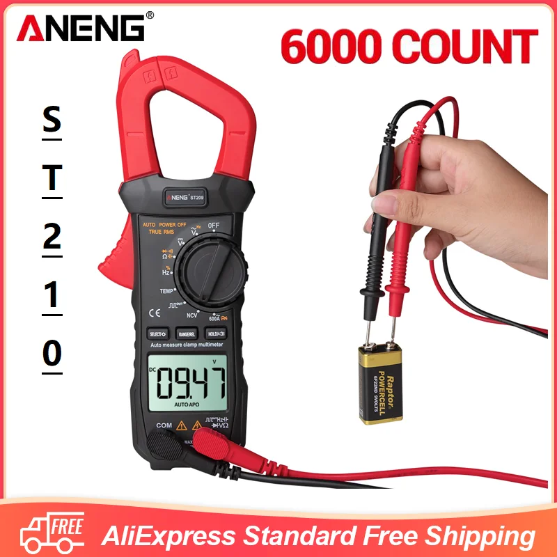 

ANENG ST210 Digital Clamp Multimeter Profesional Multimetro Auto DC/AC Volt Current Capacitor Ohm HZ NCV Tester Meter Voltmeter