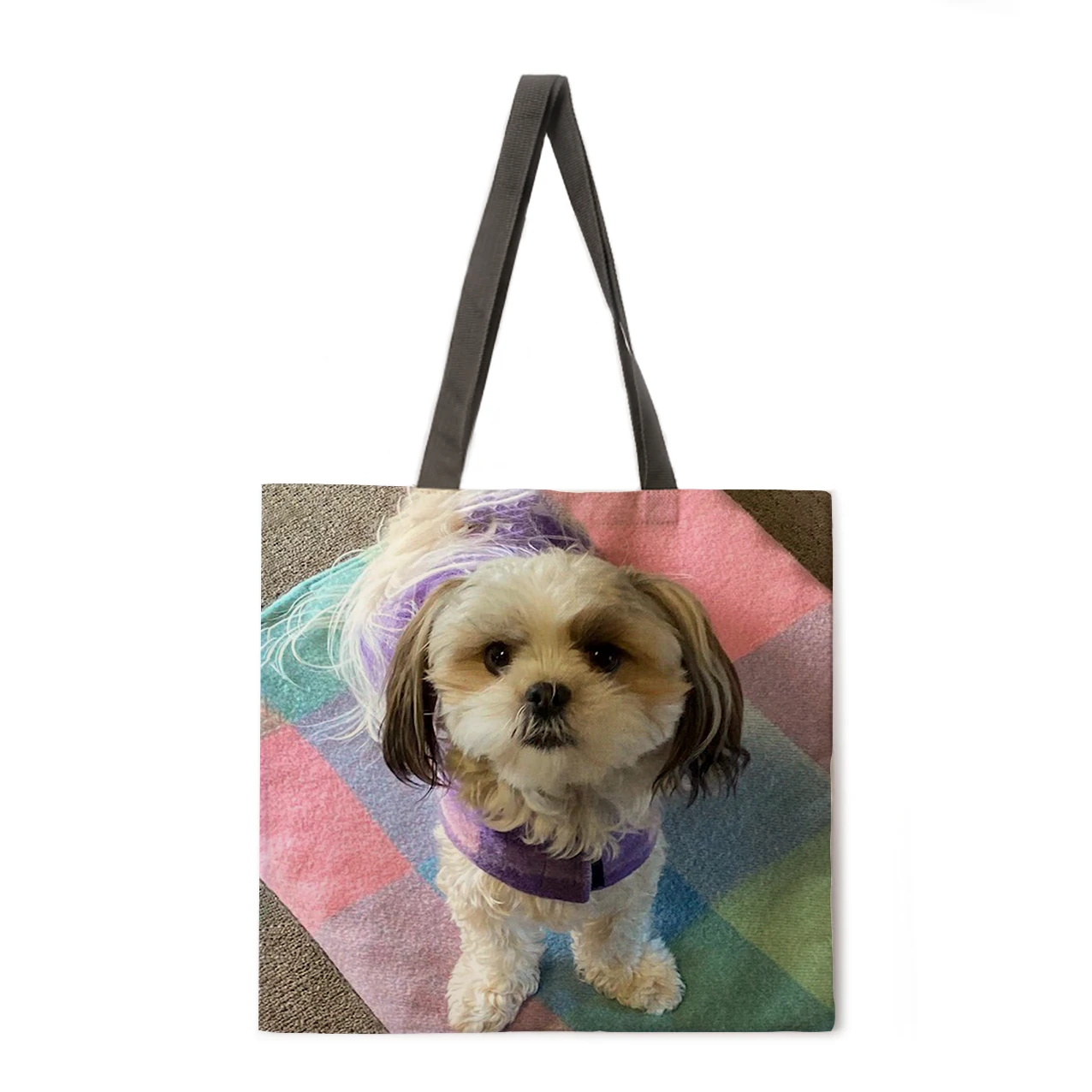 

Cute dog print bag Ladies leisure handbag Ladies shoulder bag Outdoor beach bag Foldable shopping bag