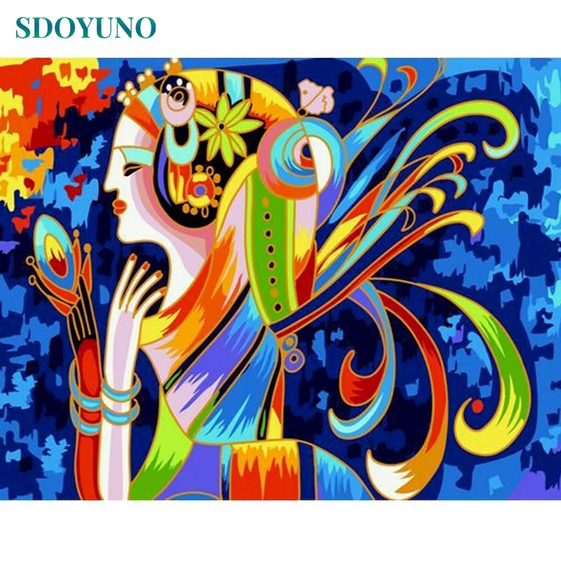 

SDOYUNO 40x50cm Oil Paint By Numbers Abstract Figure Frameless DIY Painting By Numbers Kits Digital Hand Painting On Canvas Deco