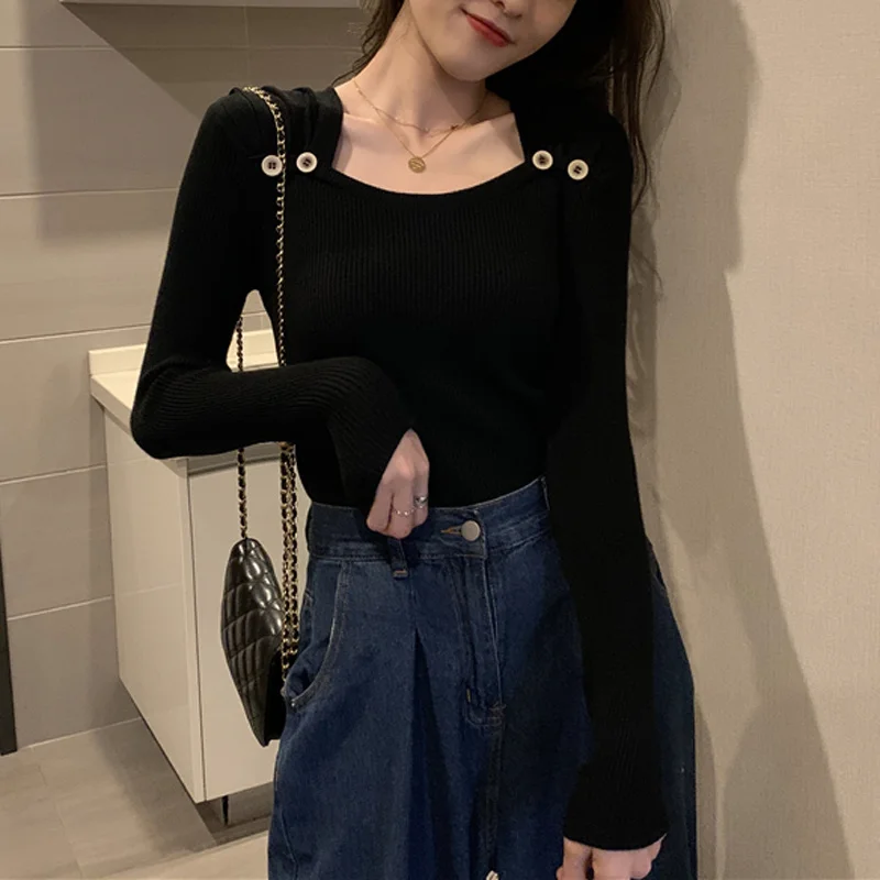 

Свитер женский осенний трикотажный, теплый, однотонный