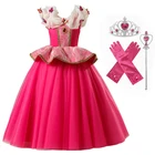 Платье Авроры для девочек; Детский костюм Спящей красавицы на Хэллоуин для детей; Бальное платье принцессы на Рождество, день рождения