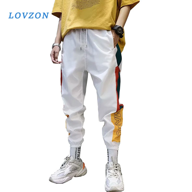 

LOVZON Streetwear Men's Splice Joggers Pants Fashion Casual Cargo Pant Trousers High Street Elastic Waist Harem Pant