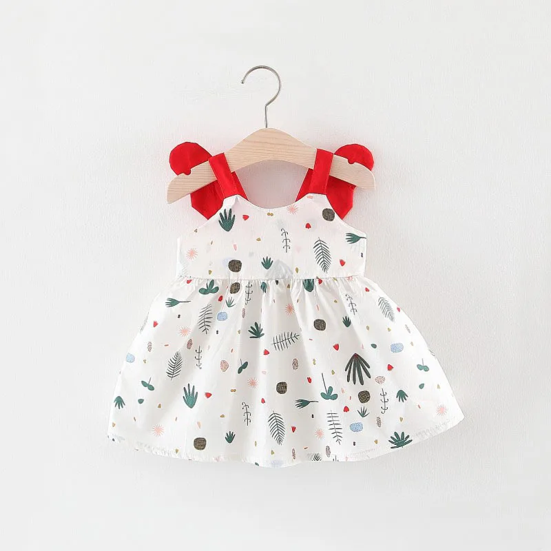 

Летнее платье для маленьких девочек, хлопковое платье с принтом без рукавов, одежда для маленьких девочек, платье принцессы, платье на 1-й де...