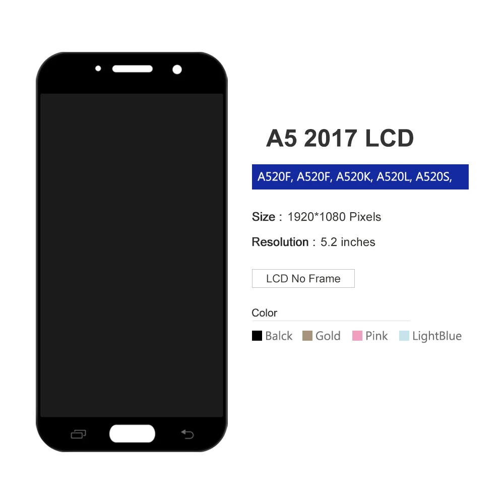 ЖК дисплей Super AMOLED 5 0 дюйма A520 для SAMSUNG Galaxy A5 2017 сменный с сенсорным экраном и