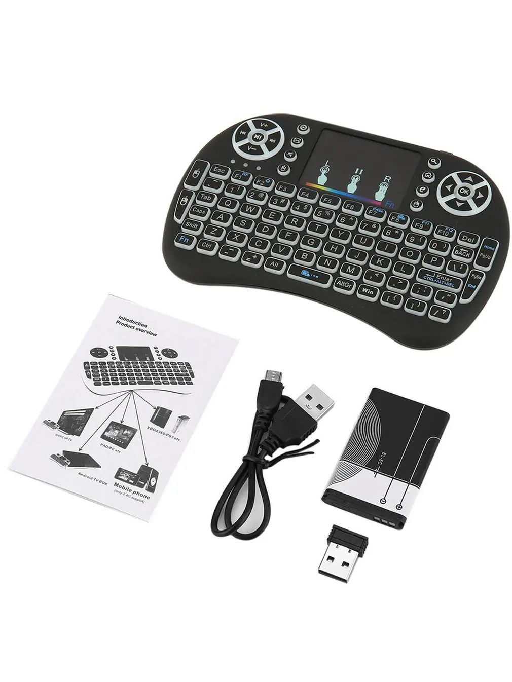 

RF 2.4GHz Mini Wireless Remote Keyboard with Touchpad Mouse LED Backlight for Android TV Box PC Notebook Smart TV
