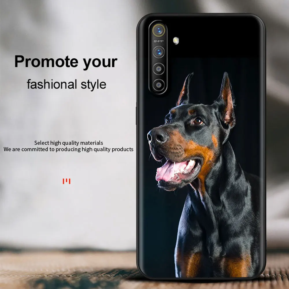 doberman dog shockproof case for realme c3 8 pro bag fundas silicone soft black cover for realme 6 7 pro c21 shell coque luxury free global shipping