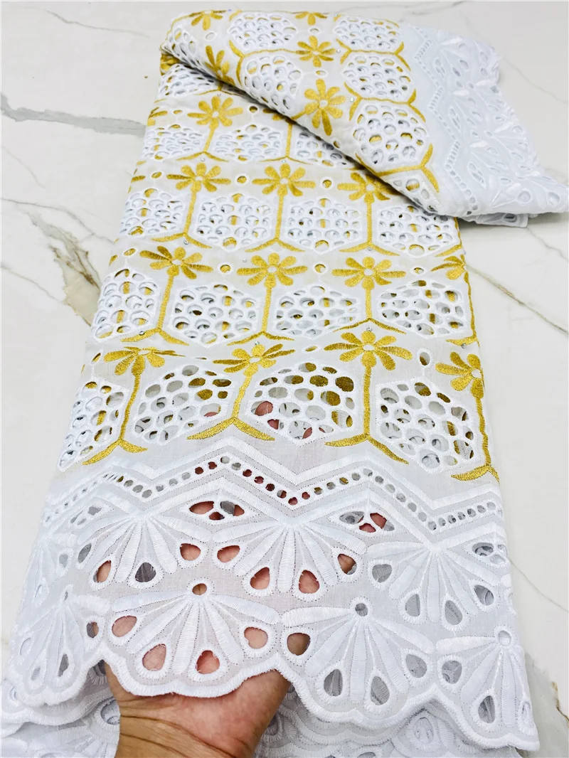 

Африканская белая кружевная ткань PGC 2021, Высококачественная кружевная вышивка, хлопковая нигерийская швейцарская сухая кружевная ткань дл...