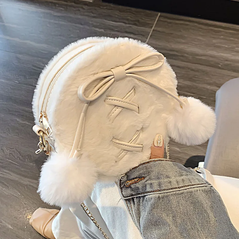 

Round Faux Fur Cute Pu Leather Fashion Women Shoulder Bag Crossbody Bag Purses and Handbags Femael Casual Hand Bag