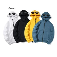 autumn and winter new mens and womens lovers round lens style zipper hooded sweater top