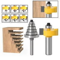 rabbeting router bit with 6 bearings set for multiple depths 18 inch 14 inch 516 inch 38 inch 716 inch for woodworking