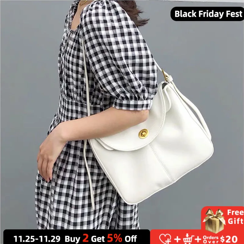 

Винтажная женская сумка-мессенджер из мягкой искусственной кожи, однотонный саквояж на плечо в простом дизайне, Повседневная вместительна...