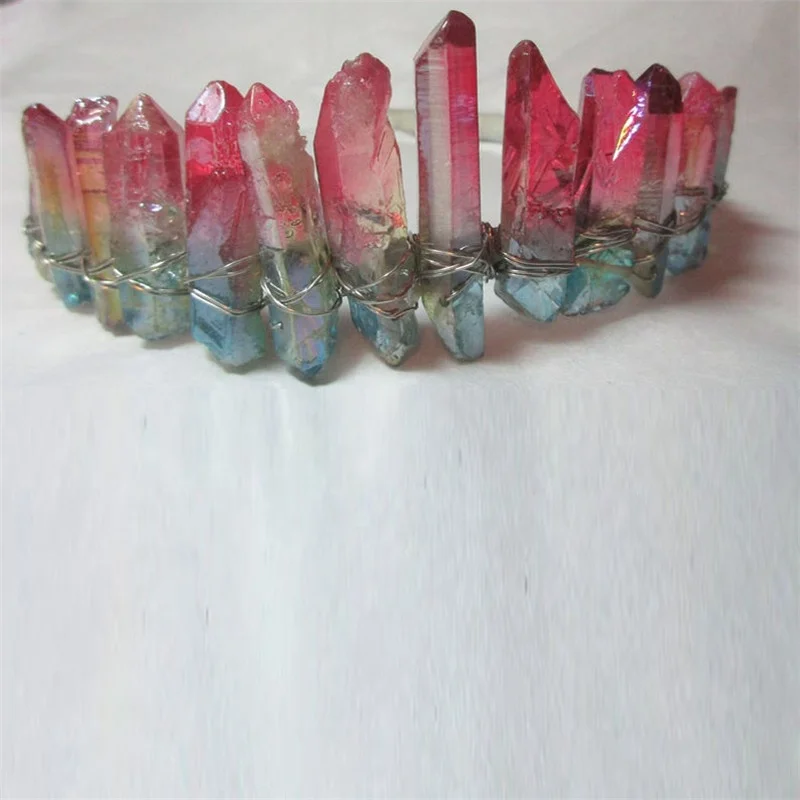 

Beautiful Cut Point Crystal Headband Handmade Boho Crystal Graduated Point Crown Hair Jewelry