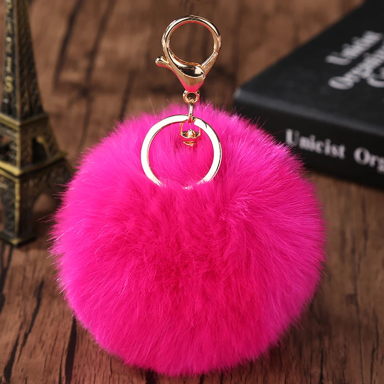 

Lovely Artificial Rabbit Fur Ball Plush Fuzzy Fur Key Chain Pom Pom Keychain Car Bag Key Ring Pendant Jewelry Christmas Gifts