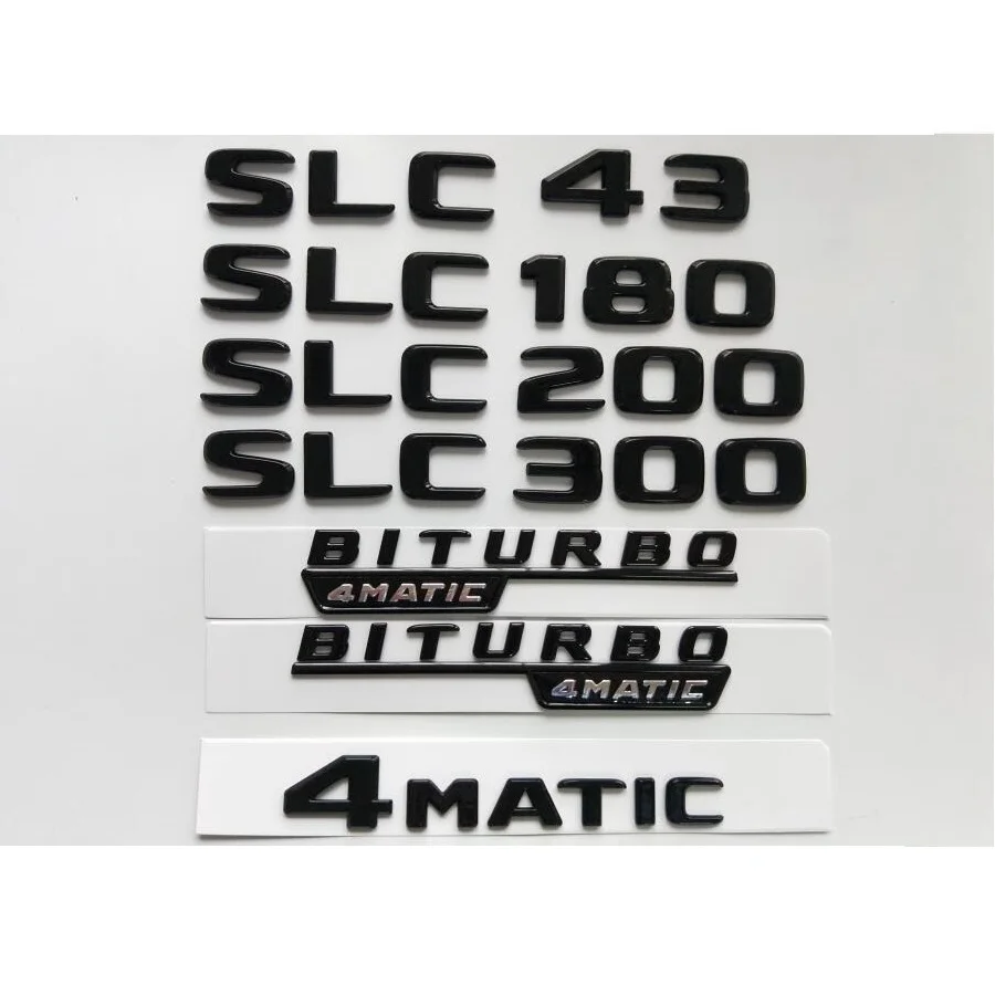 

Gloss Black Letters Badges Emblem for Mercedes Benz SLC43 SLC180 SLC200 SLC220 SLC250 SLC260 SLC280 SLC300 SLC350 4MATIC Emblems