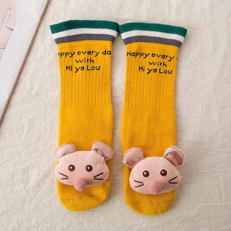 

0-3Y Baby Socks Spring/Summer Cartoon Dolls Newborn Middle Tube Socks Baby Boys British Style Small High Tube Cotton Baby Socks