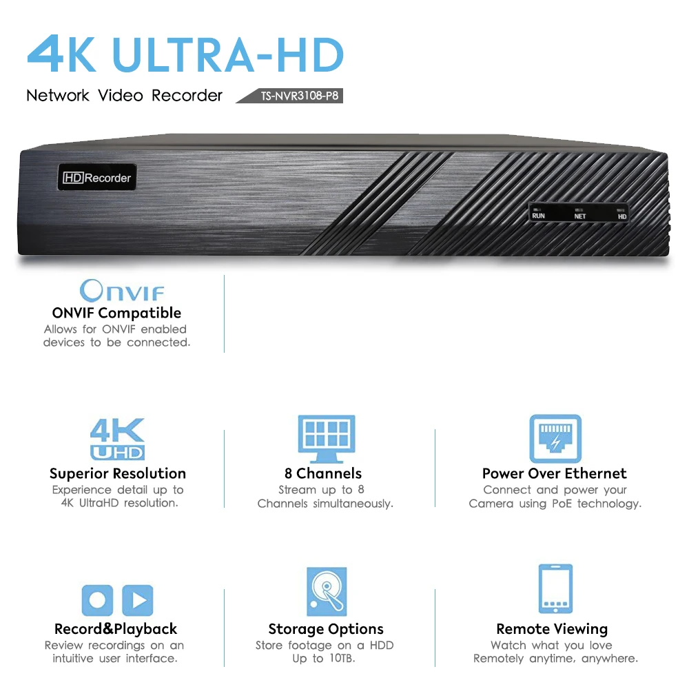 Система видеонаблюдения TySvacne Ultra HD 8 Мп 4K каналов сетевой видеорегистратор с