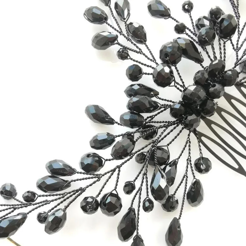 Женские аксессуары для волос с черным кристаллом гребни невесты свадебные