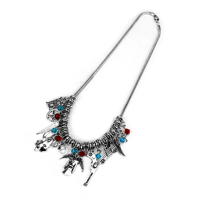 Women Supernatural Gun Tape Multi-pendant Choker Necklace Snake Chain Accessories Colar | Украшения и аксессуары