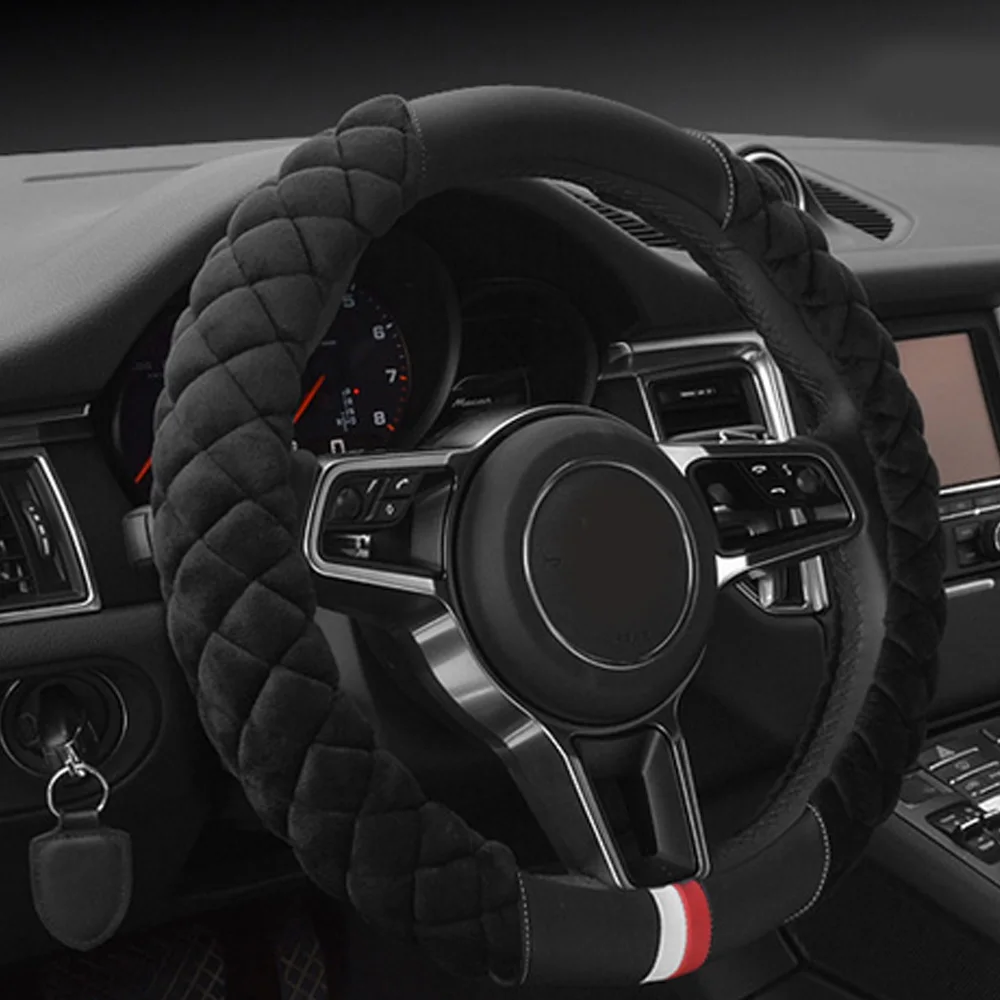 2019 Winter Soft Plush Car DIY Steering Wheel Cover Braid On The Steering-wheel Warm Covers Styling Interior Accessories | Автомобили и