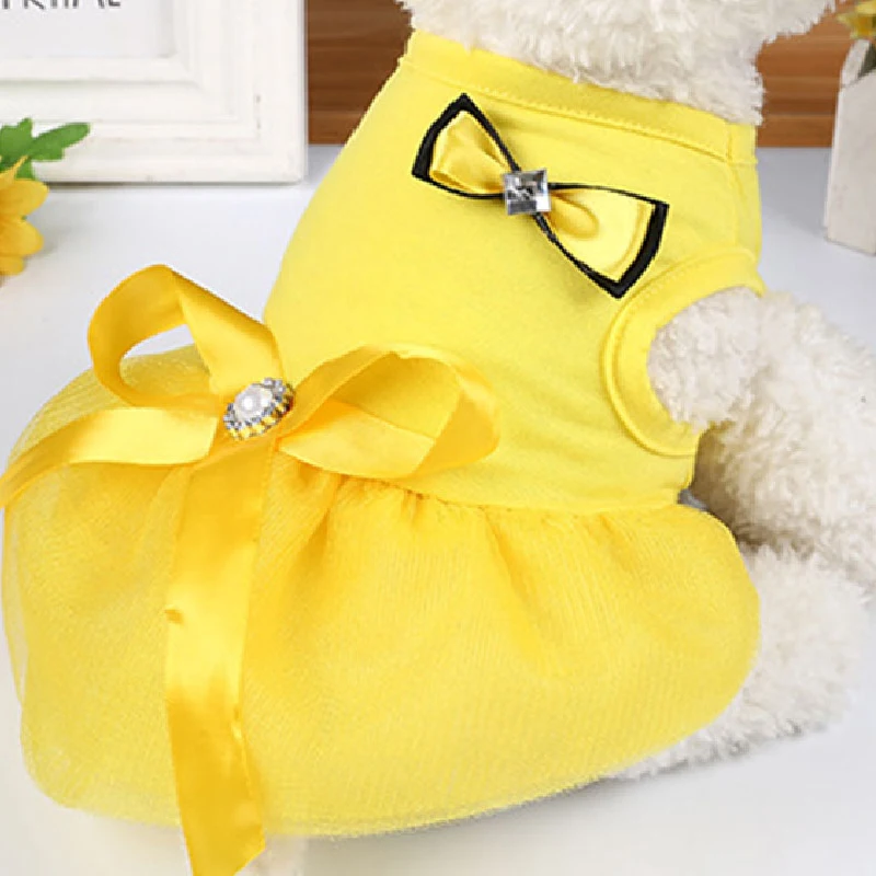 

Dog Bowknot Princess Dress Thin Section Breathable Puppy Vest Skirt Sun Protection Clothing Pet Clothes Accessory Comfortable