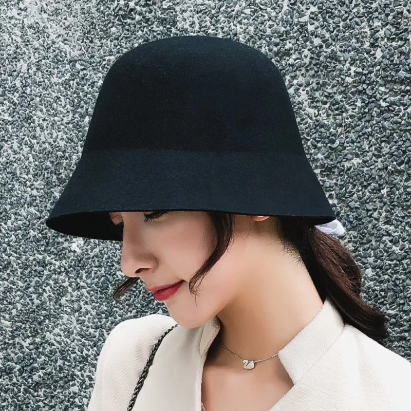 Новая Кепка Fedora одноцветная Женская винная шляпа Bacono Ladies'soft black cube шляпы осенью