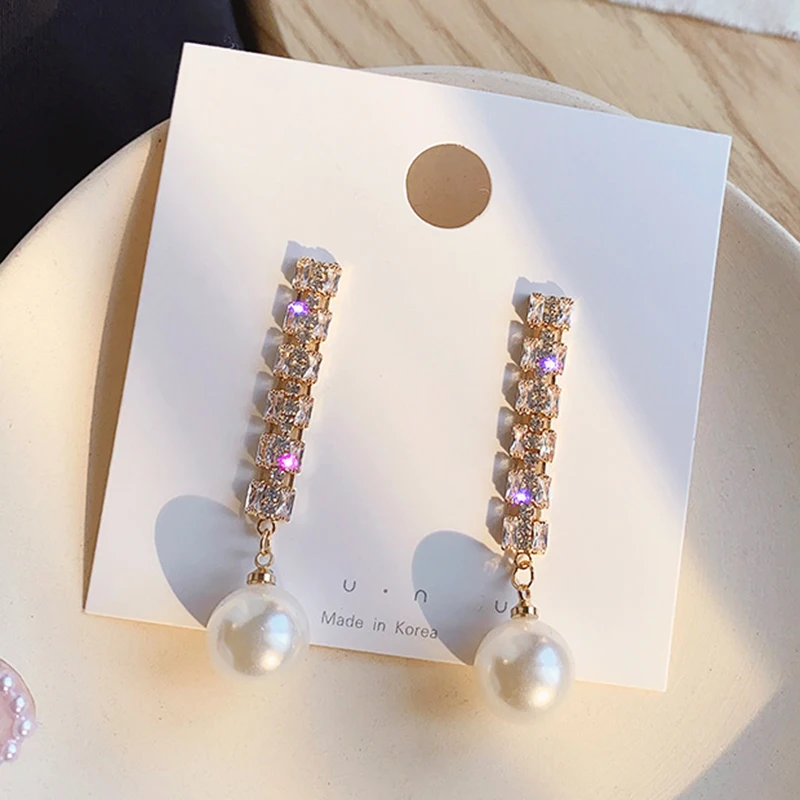 

Ins Hot 14k Real Gold Big Pearl Earrings for Women Jewelry Top High Quality AAA Shiny Zirconia S925 Silver Needle Party Gift