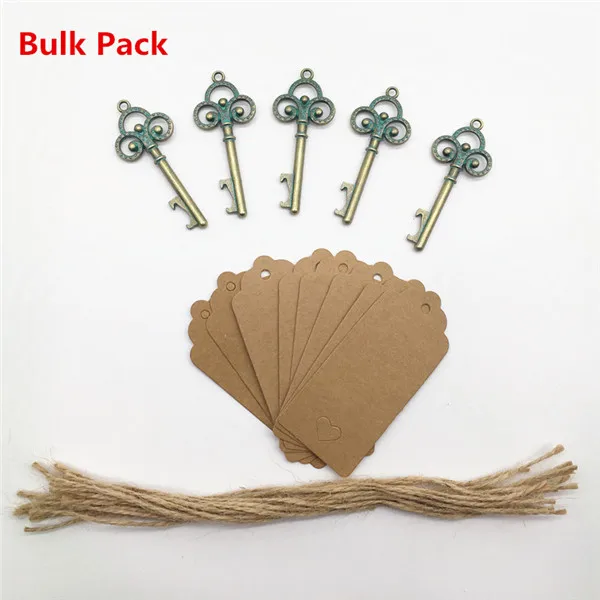 Rust-bronze-Kraft 50 шт. DIY Свадебные сувениры Винтаж Клевер ключ открывалка для бутылок с бирками Свадебные сувениры возврат подарок для гостей вечерние аксессуары - Цвет: Rust-bronze-Kraft