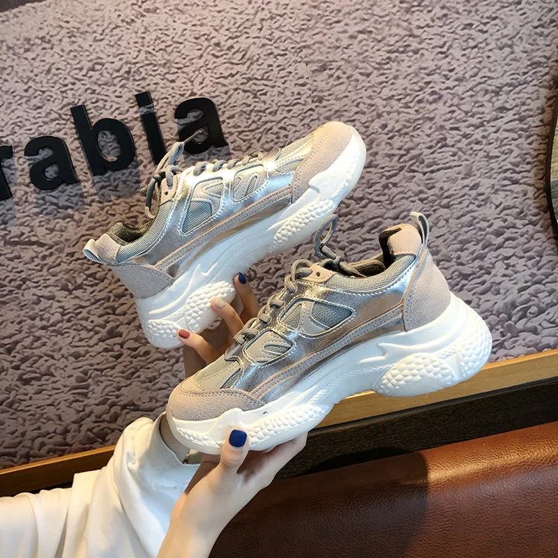 Женские кроссовки на платформе повседневные дышащие массивной подошве