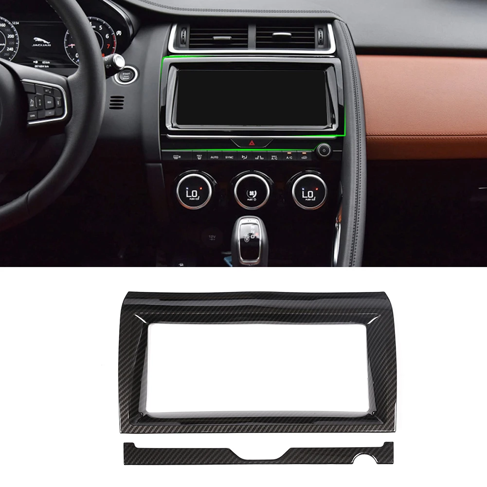 

2pcs Carbon Fiber Style ABS Plastic Stickers Car Interior Navigation Frame Trim for Jaguar E-PACE 2018 2019 Models Accessories