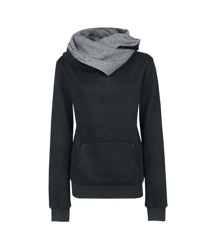 

Autumn Winter Women Casual Solid Hoodies Unisex Lapel Hooded New Sweatshirts Pullovers Turn -Down Collar