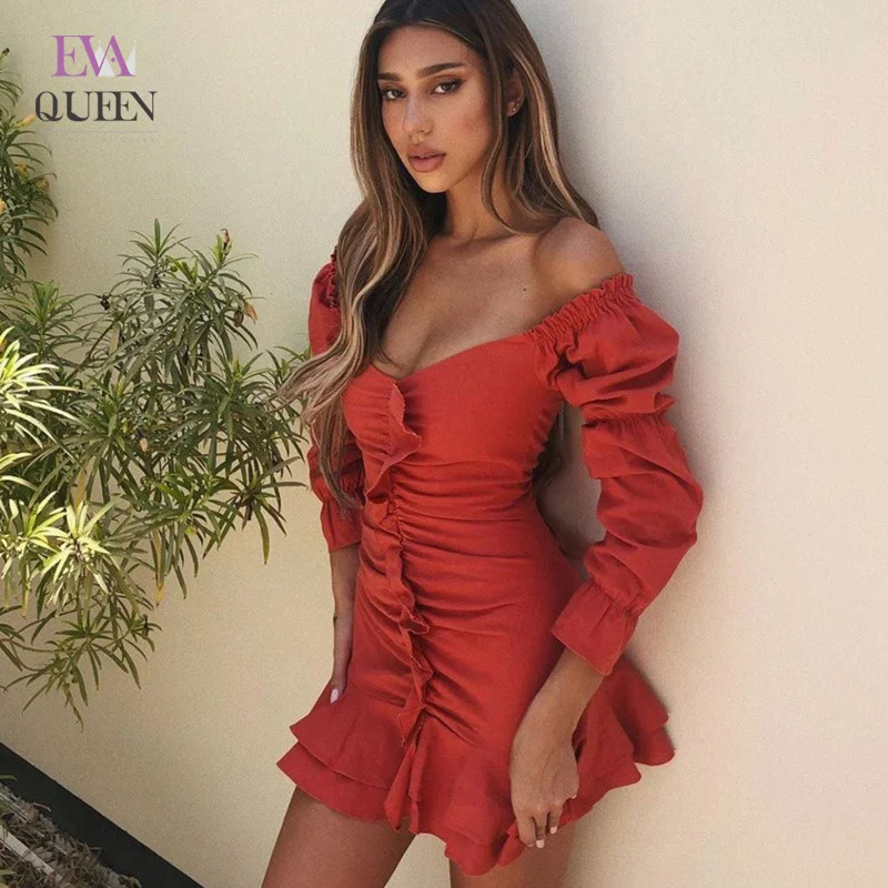 Женское платье без бретелек EvaQueen белое клубное мини-платье с оборками и