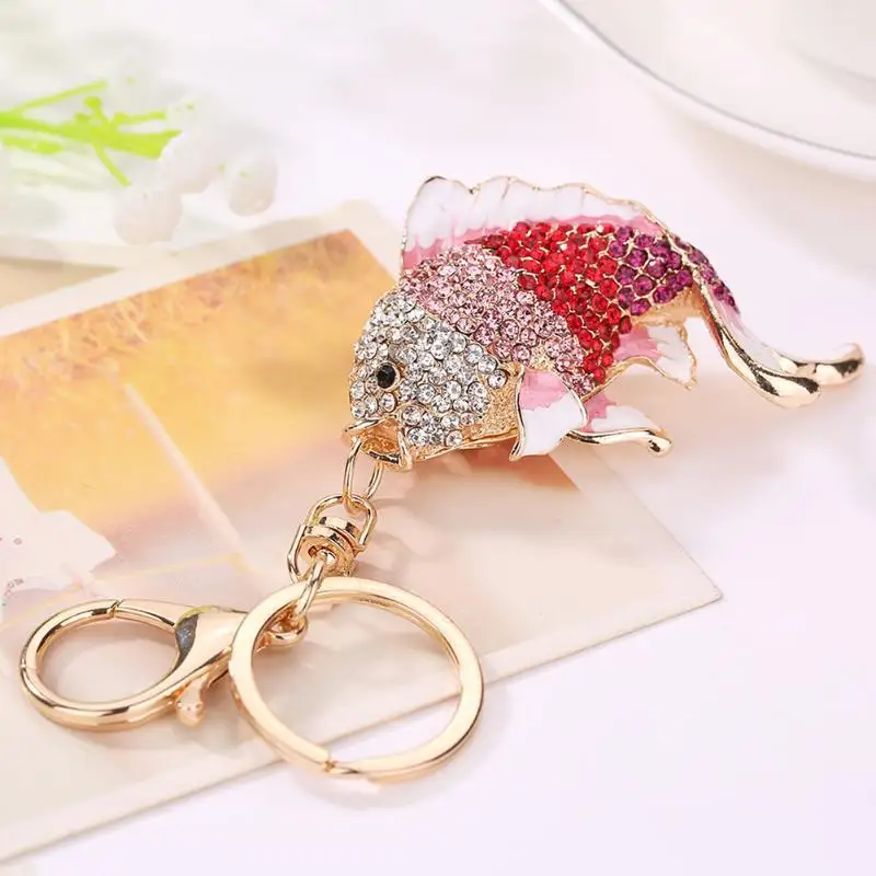 Украшенные разноцветными кристаллами хвост рыбы золотые рыбки Брелоки для