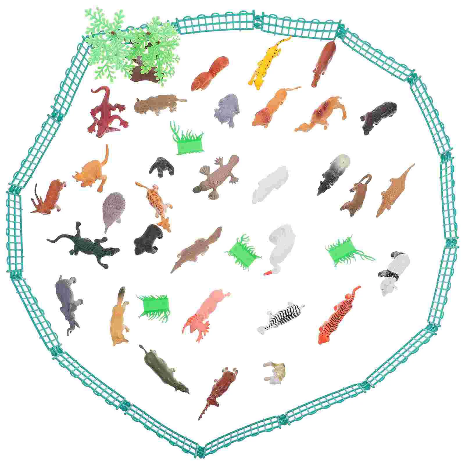 

1 Set Simulation Animal Toys Plastic Animal Models Mini DIY Fencing Grass