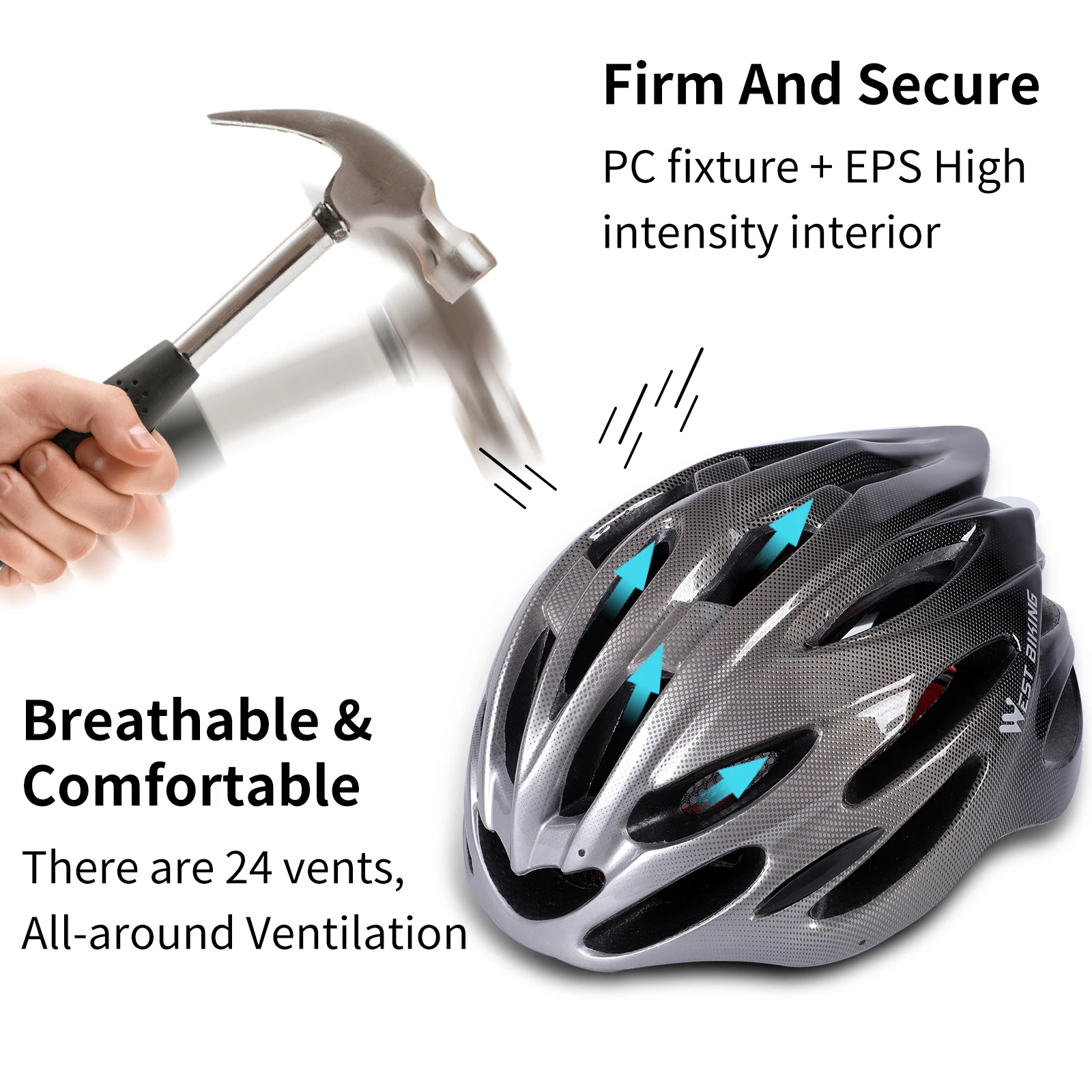 Велосипедный шлем WEST BIKING Сверхлегкий цельнолитой для горных велосипедов 56-62 см