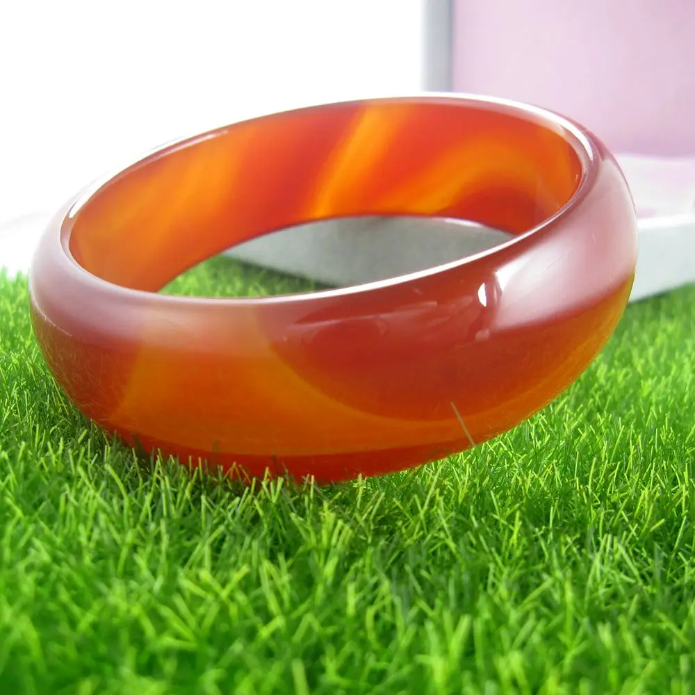 

Wide Cuff NATURE Sardonyx BEAUTIFUL Women Sweet Red Charm Agate Bangle Bracelet Luck 56-64MM