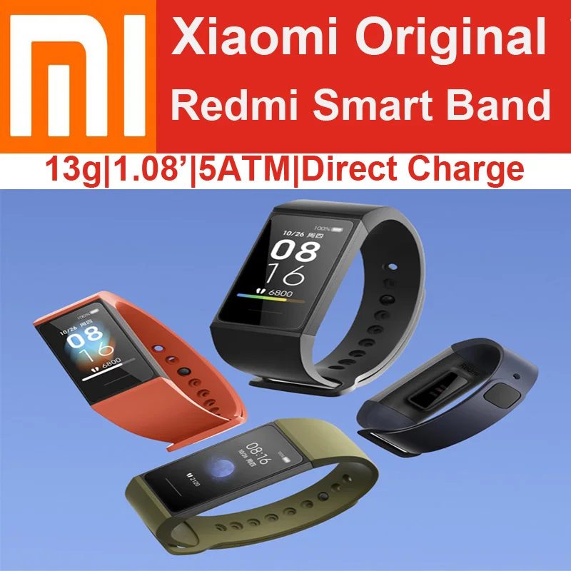 Оригинальный Смарт-браслет Xiaomi Redmi браслеты 13g с прямой зарядкой 5ATM 1 08 Bluetooth 5 0