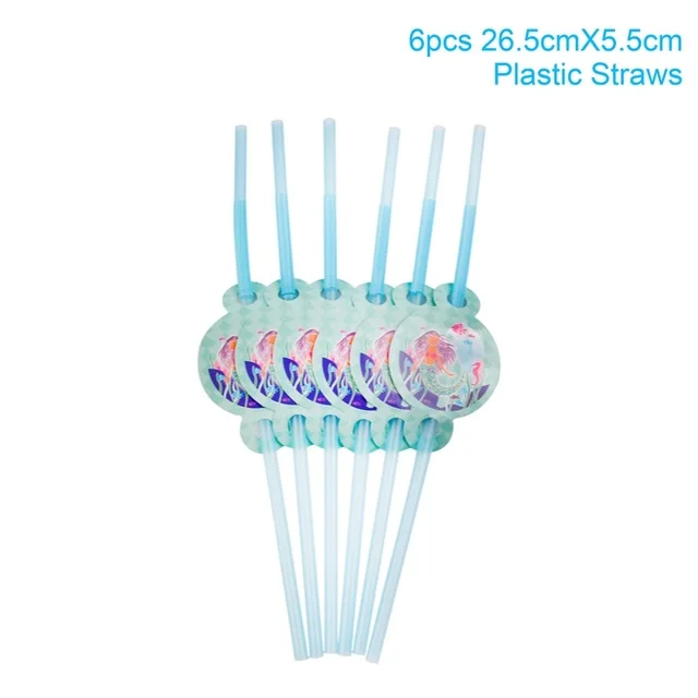 Mermaid Straw 6pcs Счастливый плакат "с днем рождения" русалка украшение гирлянды ребенок 1-й плакат "с днем рождения" Бантинг я один Декор Русалка Вечерние принадлежности - Цвет: Mermaid Straw 6pcs