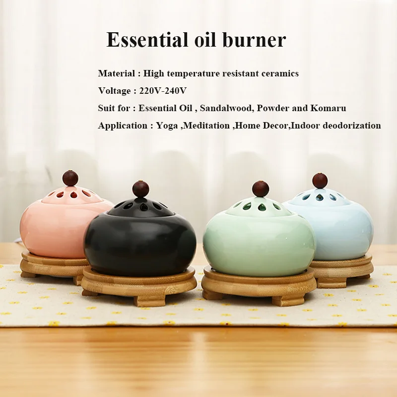 220V Timer Thermostat Electric Essential Oil Burner Sandalwood/Powder/Pills Aroma Diffuser for Yoga Meditation Home Decor | Дом и сад