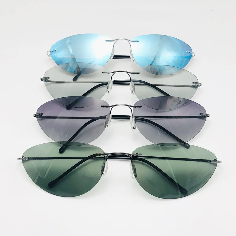 

HBK 2020 New Ultralight Rimless titanium Men Driving Sun Glasses The Matrix Neo Style Polarized Sunglasses Oculos De Sol
