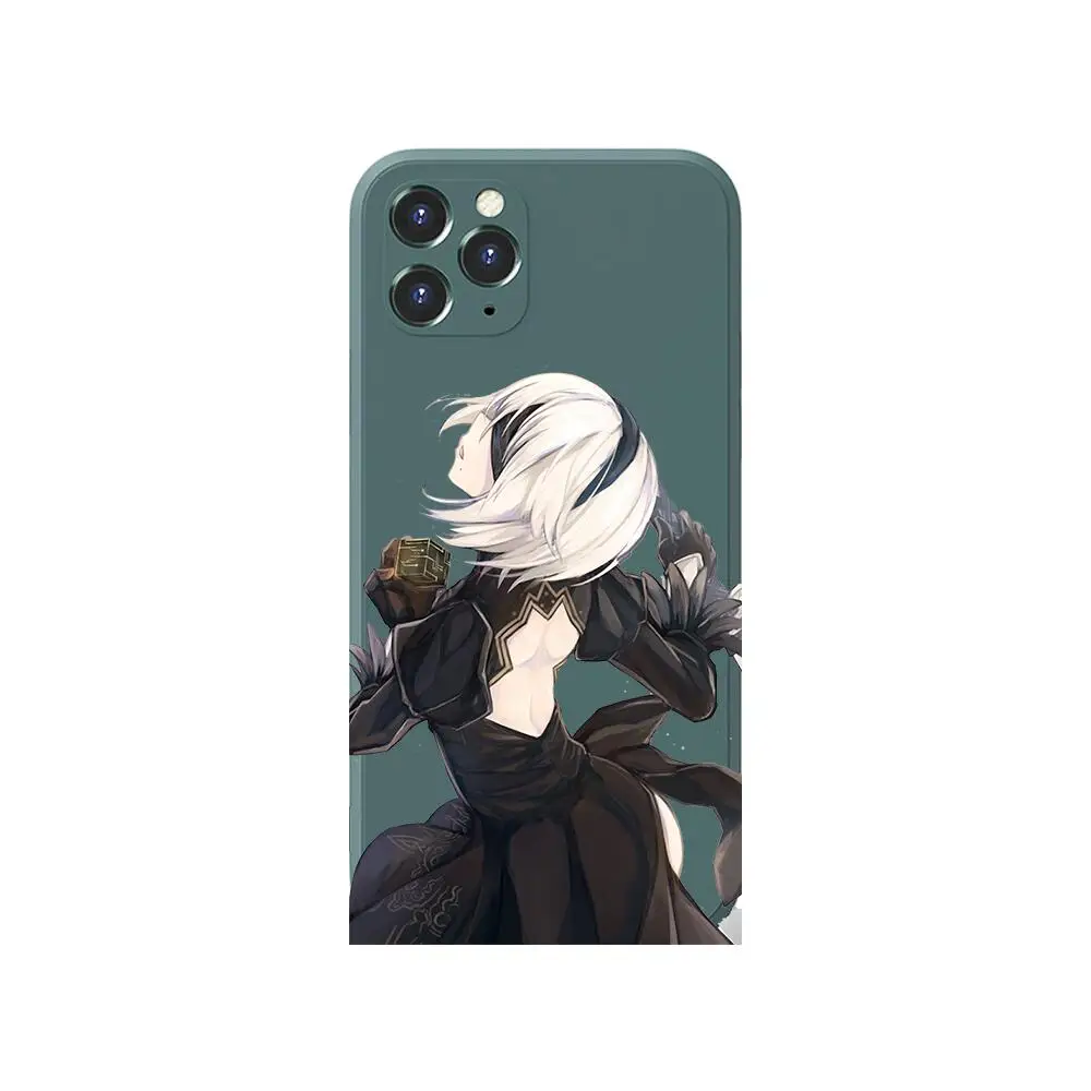 

nier automata Anime Phone Case cover For iphone 12 Pro Max 11 8 7 6 S XR PLUS X XS SE 2020 mini cell shell Army green