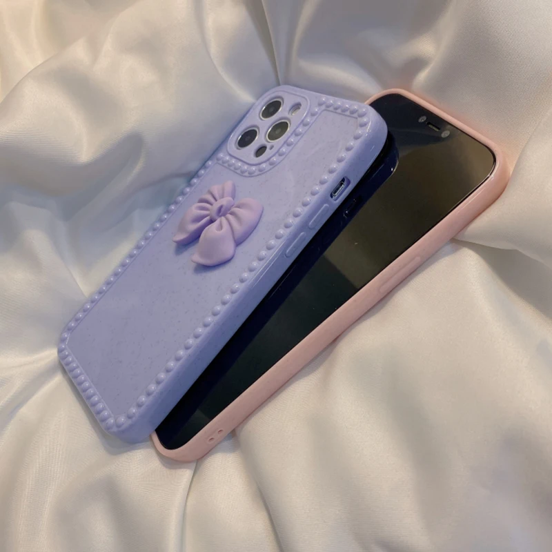 

New Korean popular sunflower 3D bowknot phone case for iphone 12 mini 11 pro max SE 2020 6 6s 7 8 plus X XR XS MAX cute cover