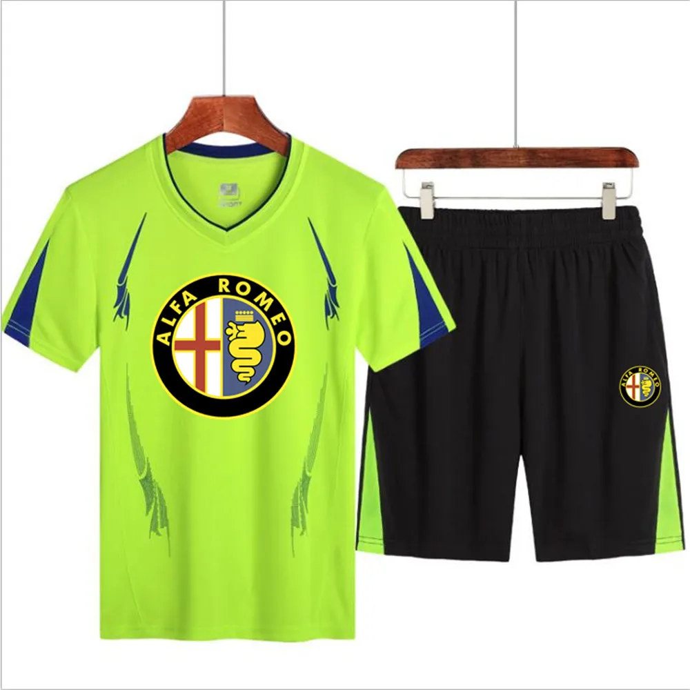 

ALFA ROMEO summer men's suit sportswear suit short-sleeved men's running 2-piece suit football fitness men's T-shirt shorts suit