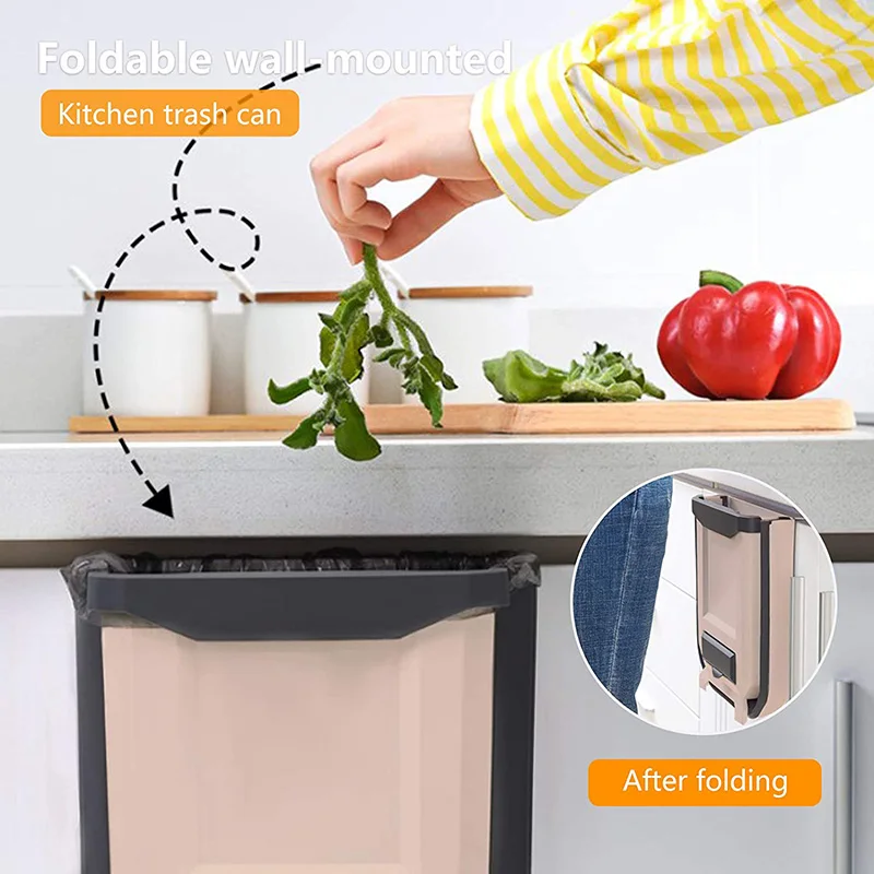 Пластиковая Складная мусорная корзина на дверь шкафа 10 л|Мусорные баки| |